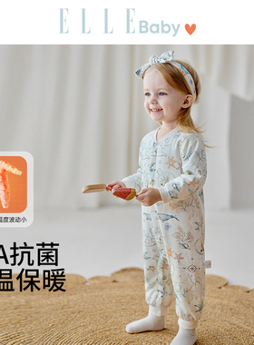 ELLE baby宝宝睡衣2025新款秋冬男童连体睡袍女童保暖家居服套装