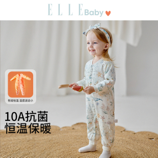 ELLEbaby宝宝连体睡袍女童保暖家居服套装