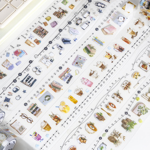生活时序系列模切pet时间轴甜品小物盐系复古手帐胶带拼贴装饰贴