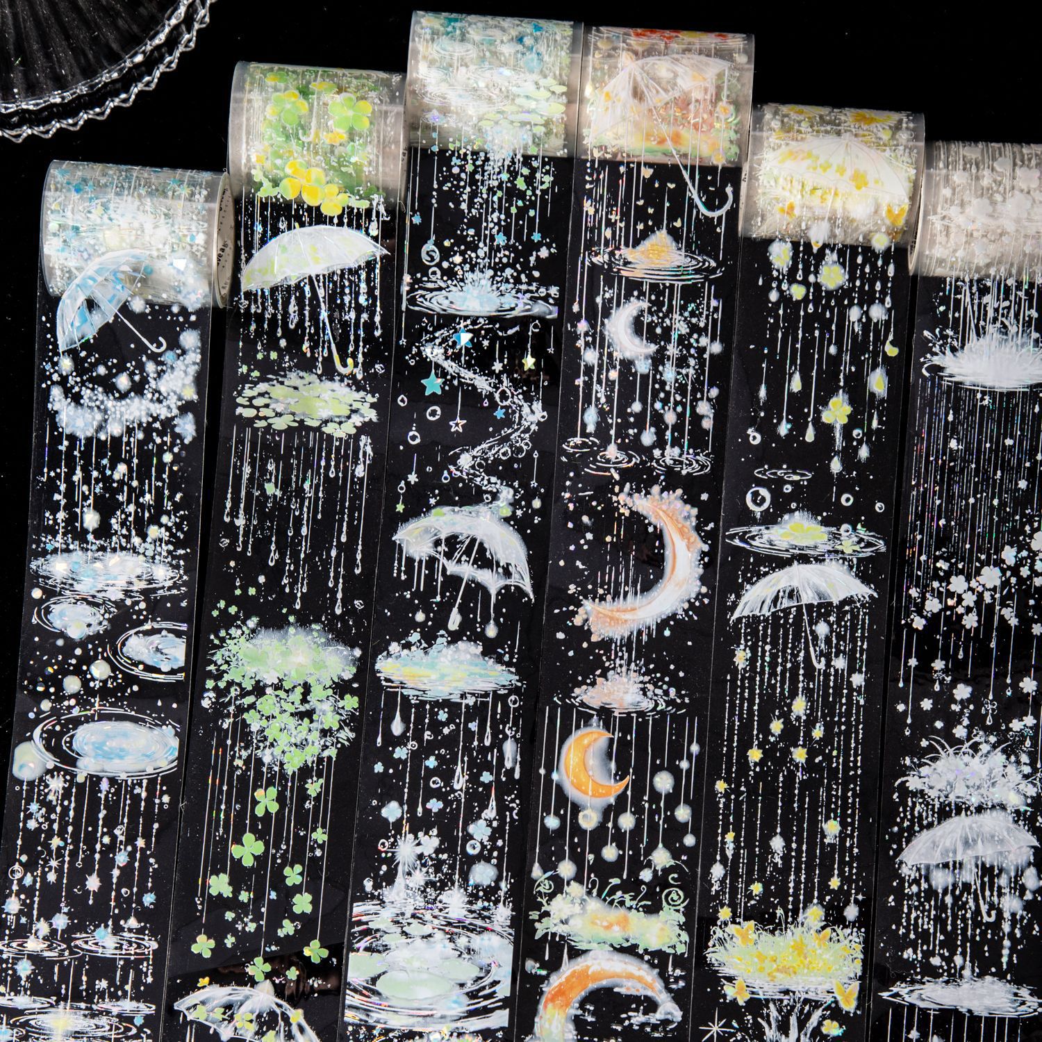 雨季朦胧系列雨季造景手帐胶带拼贴装饰咕卡小卡氛围装饰胶带贴