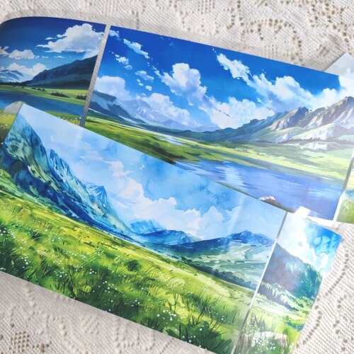 原野大背景造景手账胶带拼贴装饰