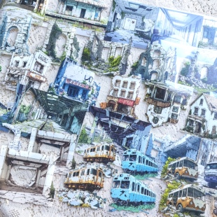 自制废弃之地荒废医院车站隧道末日废弃手帐胶带造景拼贴装饰胶带