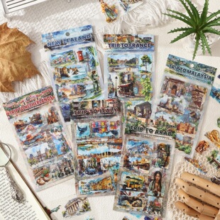 列国远航系列人物主题欧式风格造景手帐贴纸贴画咕卡造景装饰素材