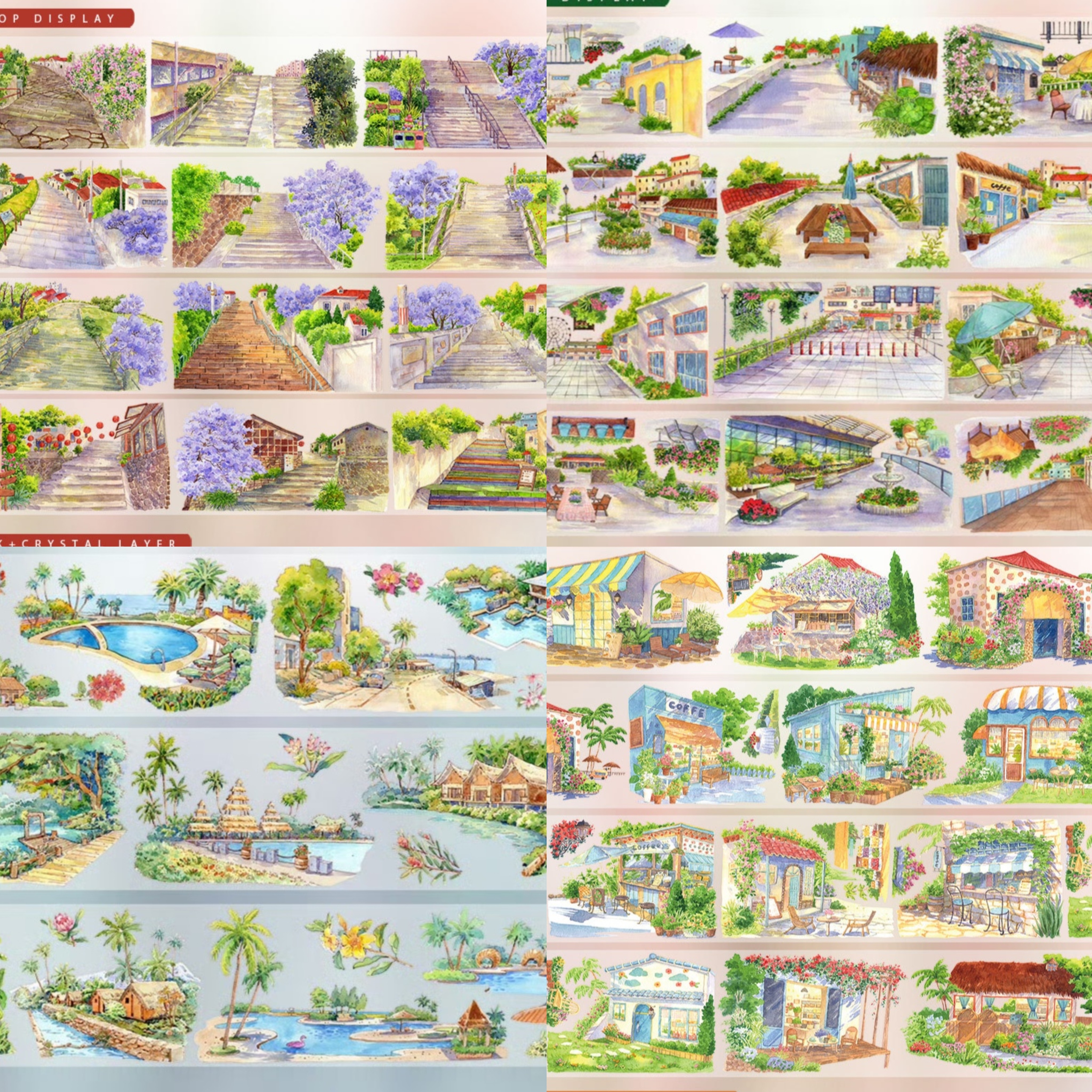 分装度假村日影闲隅街巷流光阳光午后闲隅露台pet造景手帐胶带贴