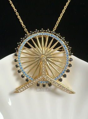 铜锆石0字链胸针项链两用毛衣链