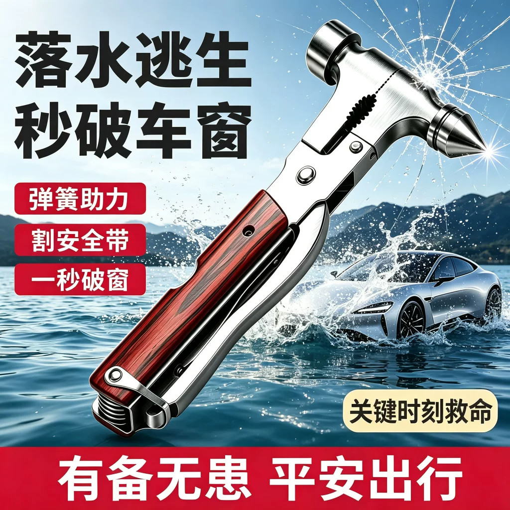 汽车多功能安全锤破窗神器钨钢车载车用四合一安全带割刀逃生神器
