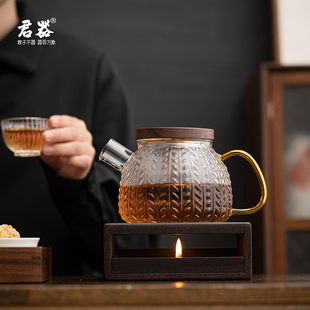 小蜡烛温茶炉加厚高硼硅玻璃壶可明火直烧耐高温养生壶温茶器底座