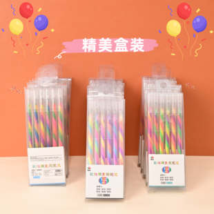 彩虹变色荧光闪光笔一体混色多彩笔中性笔贺卡绘画专用笔