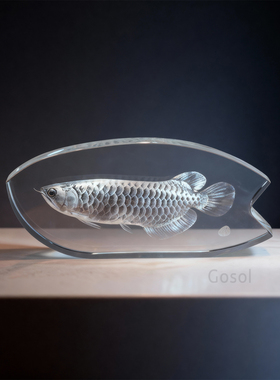 金龙鱼水晶内雕摆件招财开业送礼