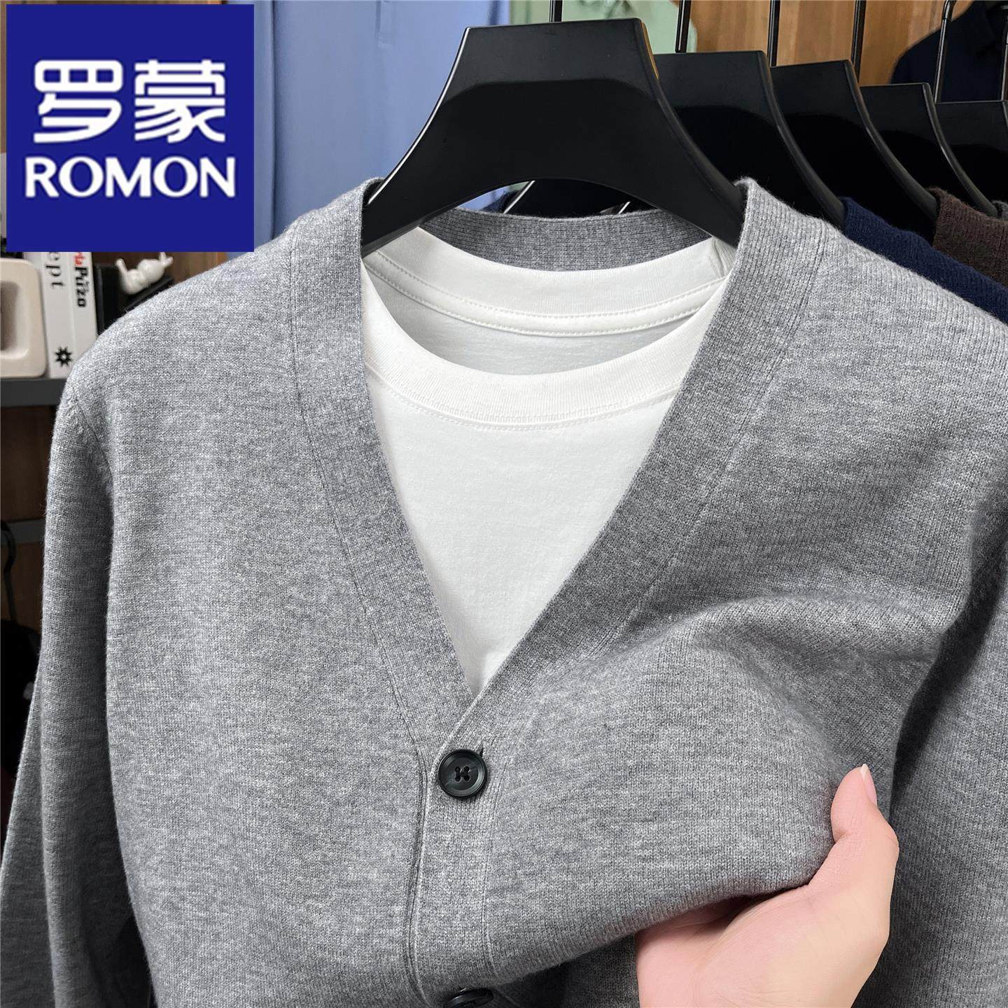 罗蒙专柜正品100%纯羊毛开衫秋冬2025新款毛衣休闲高端针织衫外套,男装,针织衫/毛衣,淘宝优惠券,粉丝福利购,淘宝优惠卷