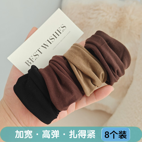 加宽加厚无接缝发圈高弹力发绳女扎头发橡皮筋高马尾头绳黑色头饰