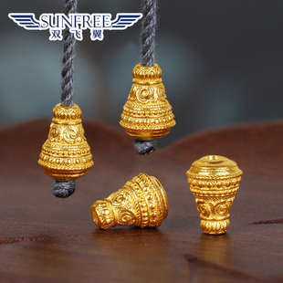 新款黄金古法唐草纹佛塔帽弟子珠足金999文玩长手串吊108尾坠男女