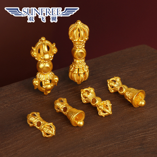 古法黄金金刚铃儿杵六字真言足金手链手串编织背云佛头转运珠配饰