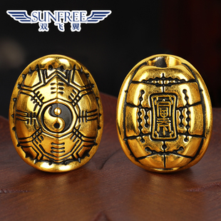 黄金太极八卦龟壳富甲天下3D硬足金999转运珠复古黑金串手链男女