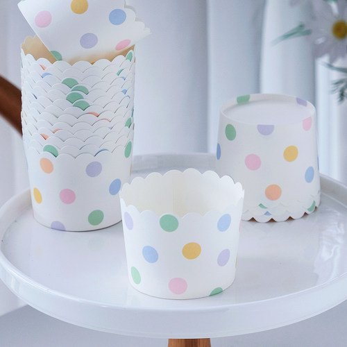 彩色波点耐高温蛋糕纸杯卷口杯