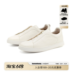 haonanhuang ZEG老钱风复古牛皮革弹力橡筋休闲德训鞋
