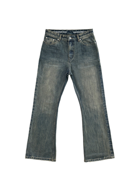 haonanhuang/浩楠黄 重置bootcut竹节水洗做旧微喇牛仔长裤