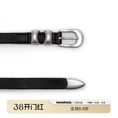 haonanhuang头层牛皮做旧哑光镀银扣头复古皮带 小鬼同款