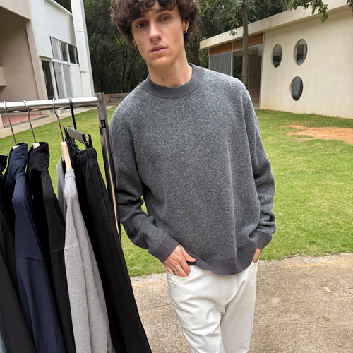 12针羊毛混纺花纱麻纱毛织卫衣