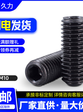 发黑12.9级内六角无头紧定螺丝10mm黑色机米螺丝 止付螺钉顶丝m10