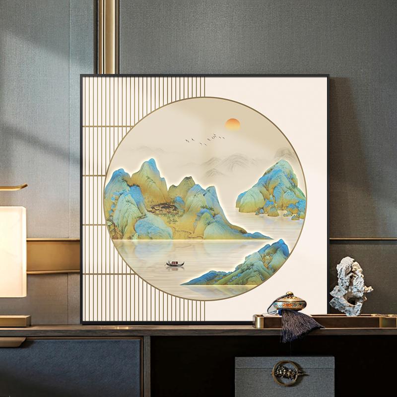 新中式千里江山图玄关画