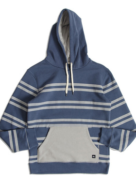 澳洲冲浪品牌Quicksilver 男女条纹贴布套头时尚潮流抓绒连帽卫衣