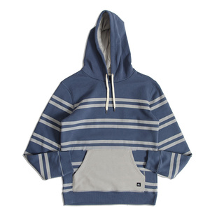 澳洲冲浪品牌Quicksilver 潮流抓绒连帽卫衣 男女条纹贴布套头时尚