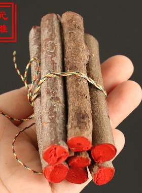 正宗东南枝桃木棍彩绳七根一捆婴儿宝宝驱压惊孕妇床邪老料桃木枝