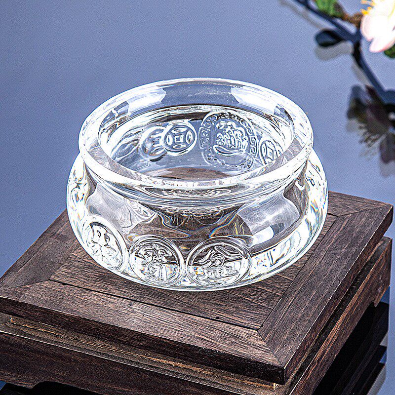 透明白水晶聚宝盆摆件开黄水晶福袋过家居客厅装饰光开业乔迁礼品