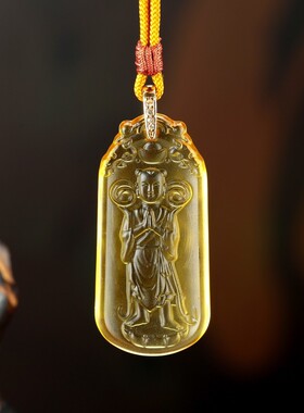 善财童子琉璃吊坠随身开招财童子佛过像项链挂件光龙子护法饰品