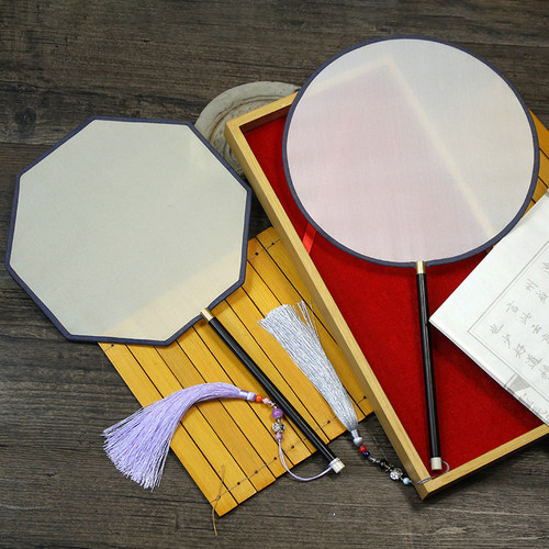 刺绣熟绢古风团扇真丝空白