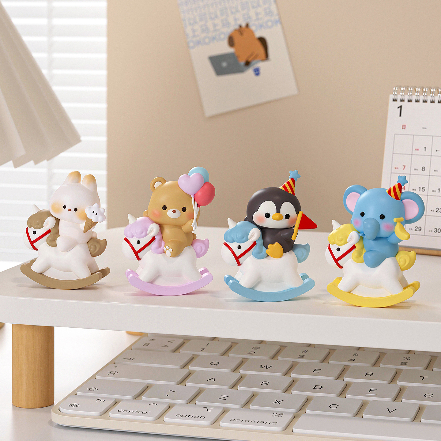 可爱摇摇乐木马摆件办公室桌面装饰工位解压情绪稳定神器生日礼物