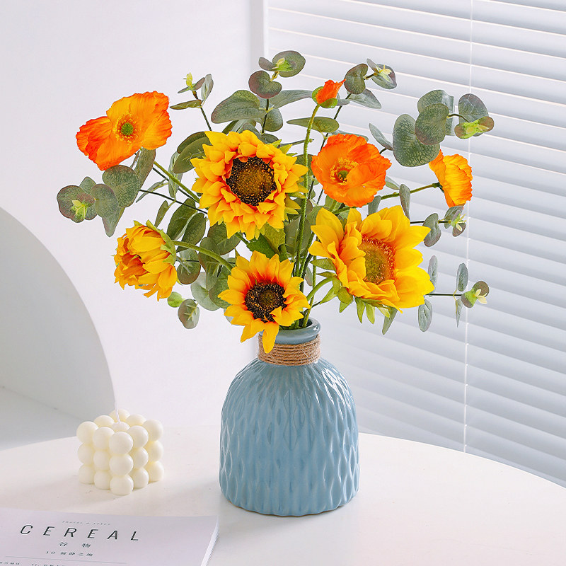 向日葵仿真花花艺花瓶客厅餐桌摆件插花花束假花塑料花装饰品摆设