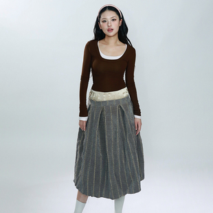 LOCALMANSION 多色冬季叠穿内搭大u领修身显瘦柔软t恤