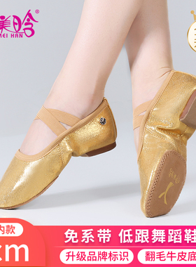 金色舞蹈鞋女软底专业古典舞鞋教师专用练功室内外儿童跳舞鞋新款