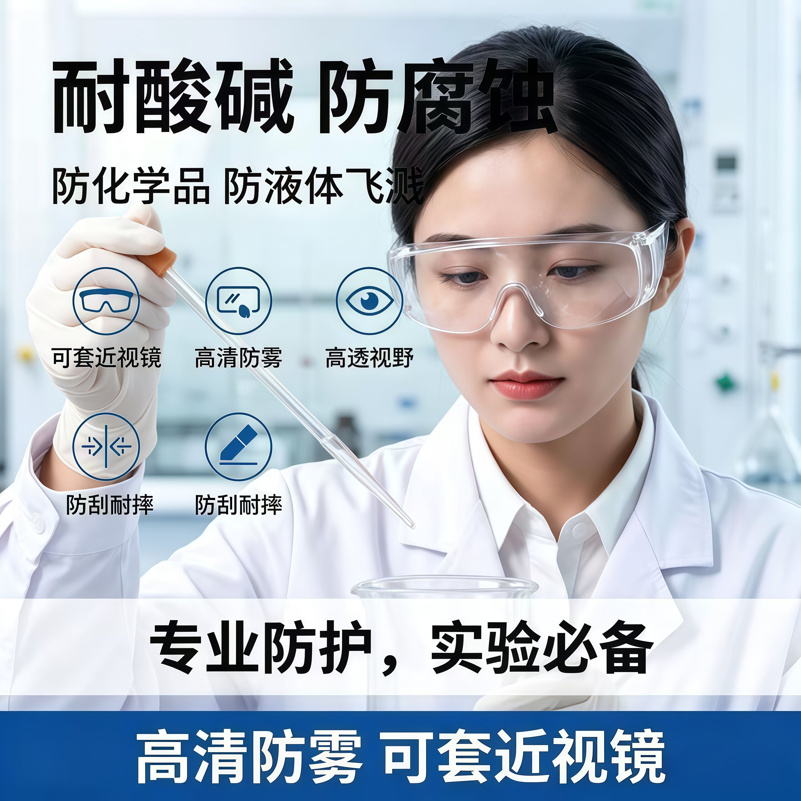高清防雾护目镜打磨防尘实验室防冲击骑行防风沙防护眼镜劳保男女