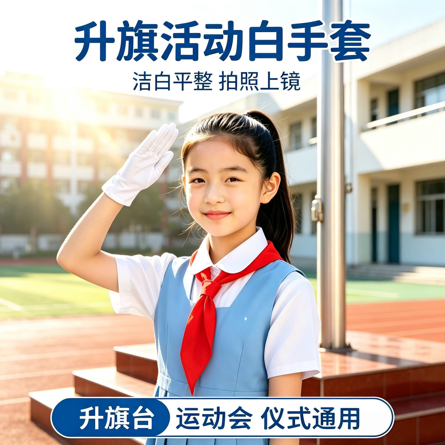 高端礼仪白手套学生军训运动会仪仗队升旗白色儿童夏季轻薄款男女