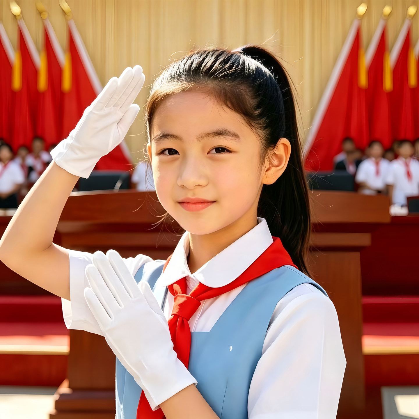 礼仪白手套学生升旗军训运动会表演白色儿童夏季轻薄款男女防晒