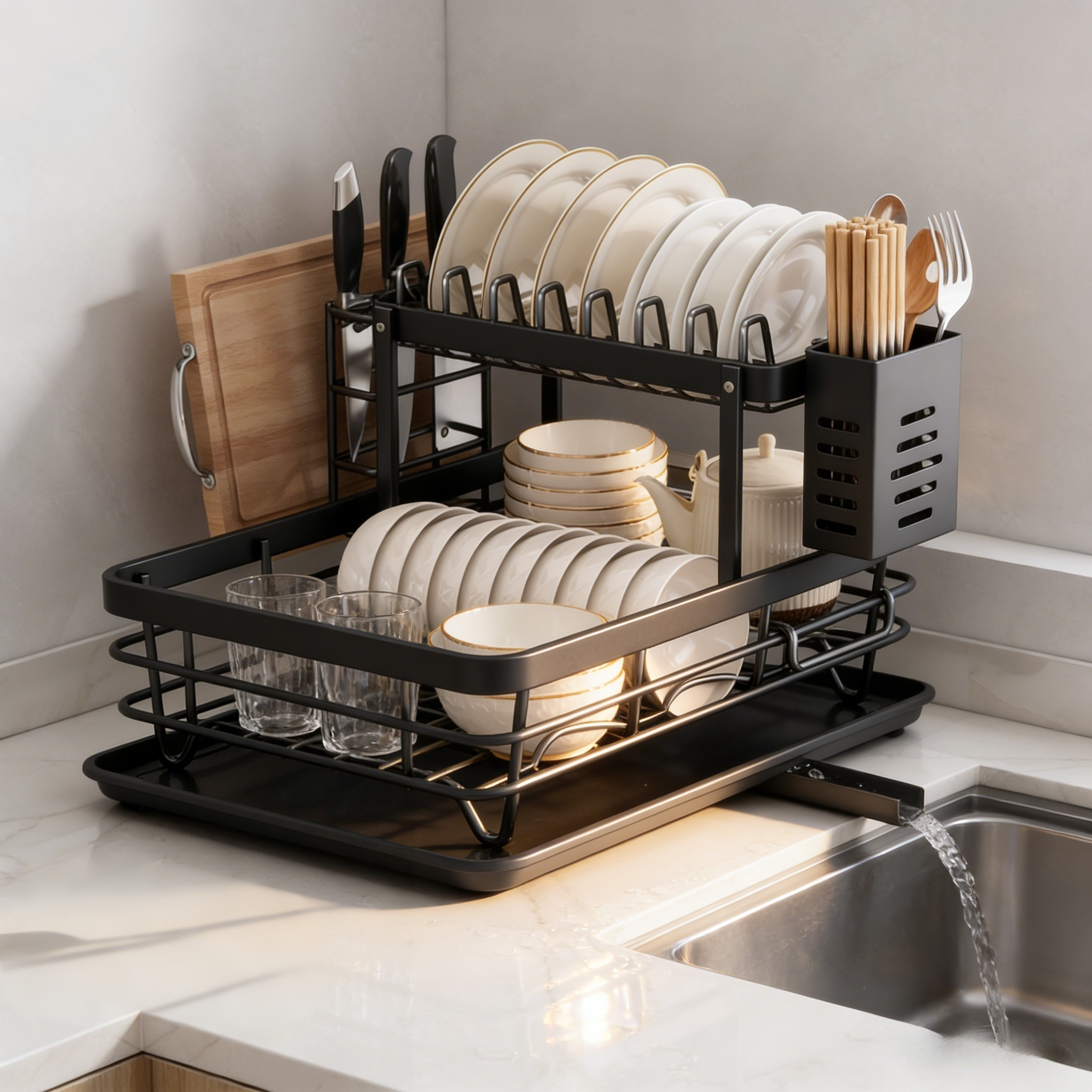 【爆款升级】碗碟盘沥水收纳架