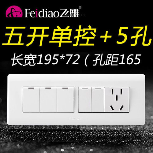 飞雕118型五开单控5孔家用1插