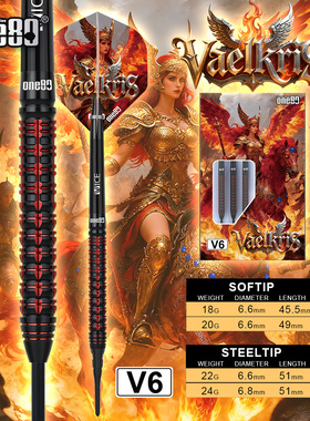 2026新品ONE80 Vaelkris女武神系列V6软式硬式钨钢三支装飞镖套装