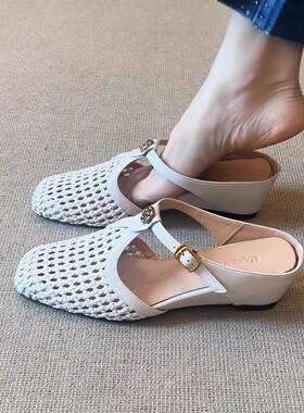 5.5cm内增高透气包头拖女