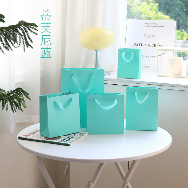 蓝色手提袋纸袋购物创意广告珠宝首饰茶叶企业广告礼品袋可印LOGO