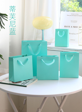 蓝色手提袋纸袋购物创意广告珠宝首饰茶叶企业广告礼品袋可印LOGO