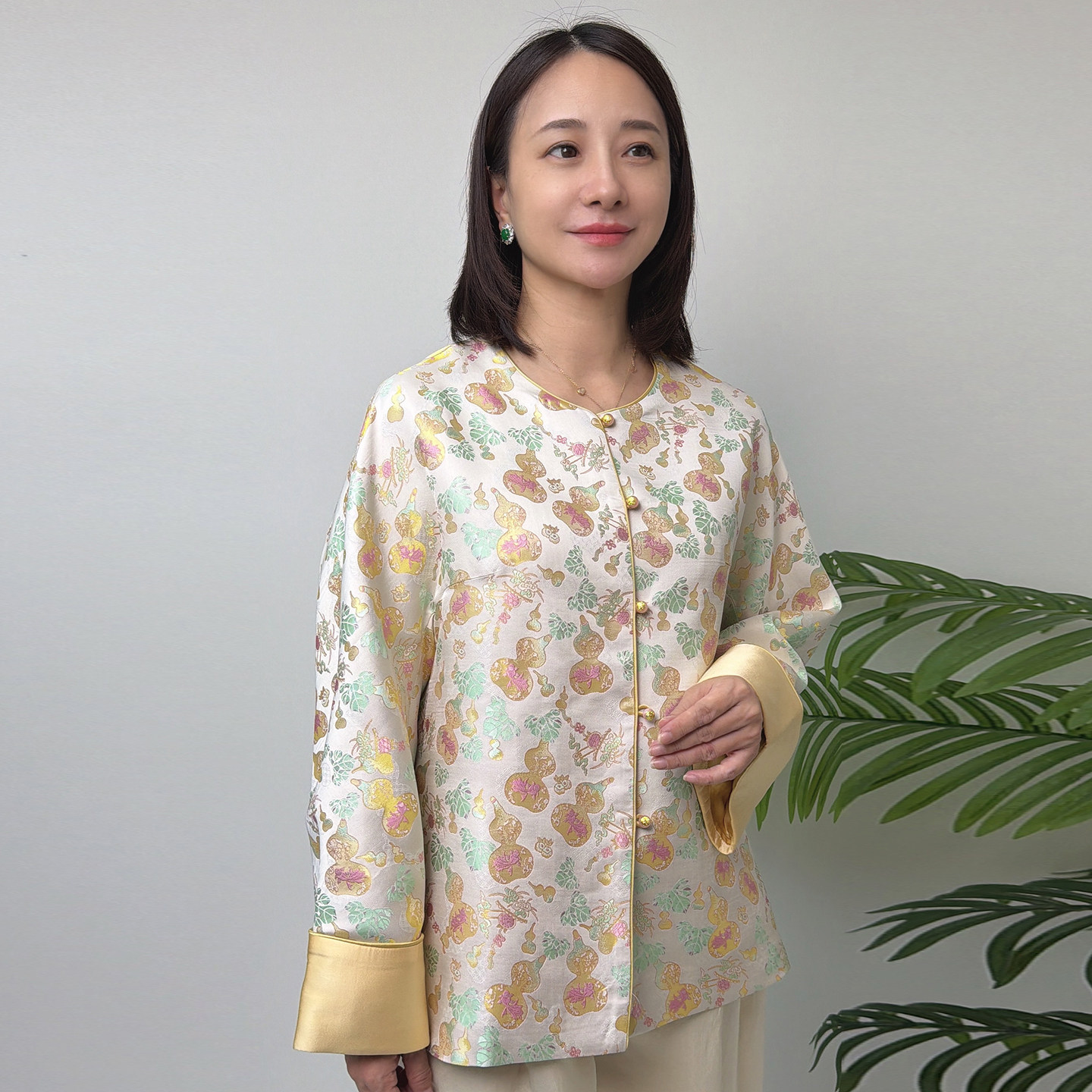 新中式国风印花外套女复古气质重工长袖上衣流金溢彩