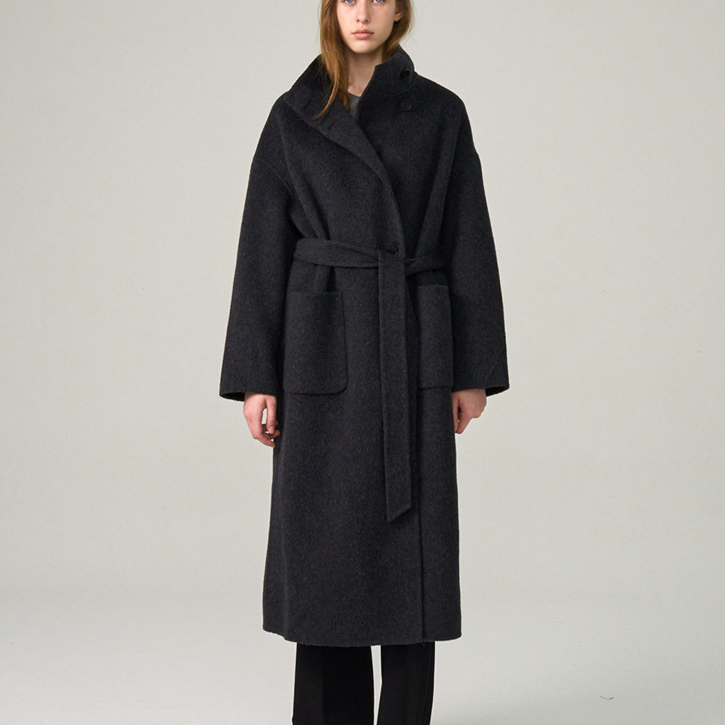 韩国hunch直邮代购2025秋冬宽松时尚长款羊毛混纺大衣外套女装