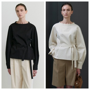 around直邮代购 腰带衬衫 2025春秋女装 气球袖 宽松时尚 韩国step