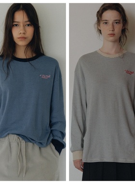 韩国andneeds直邮代购2025春秋女装百搭时尚宽松条纹长袖T恤上衣