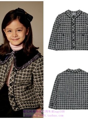 been韩国代购2023秋春男女儿童黑色格子洋气休闲外套童装110-165