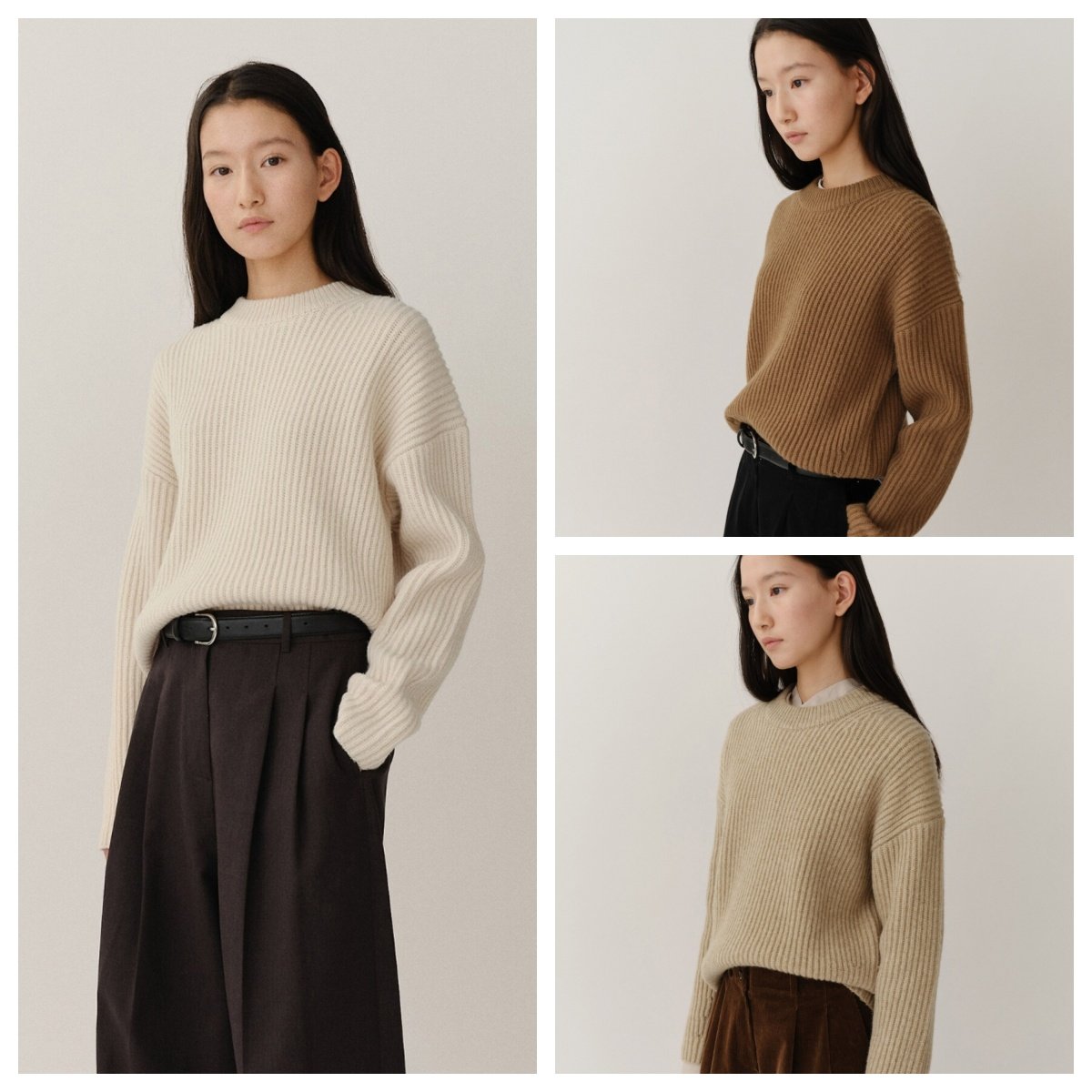 韩国kindersalmon直邮代购2025春秋女时尚百搭针织衫纯色长袖上衣